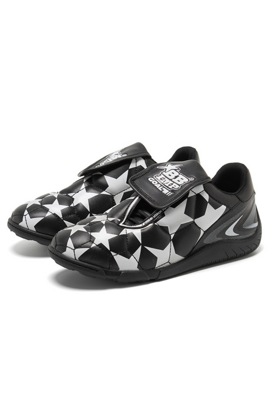 Black White Star Velcro Soccer Shoes - Wolvess
