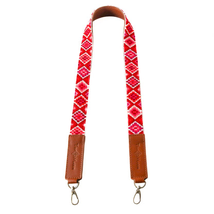 Mai Woven Bag Strap - Poppy with Leather Tin Marin Brand