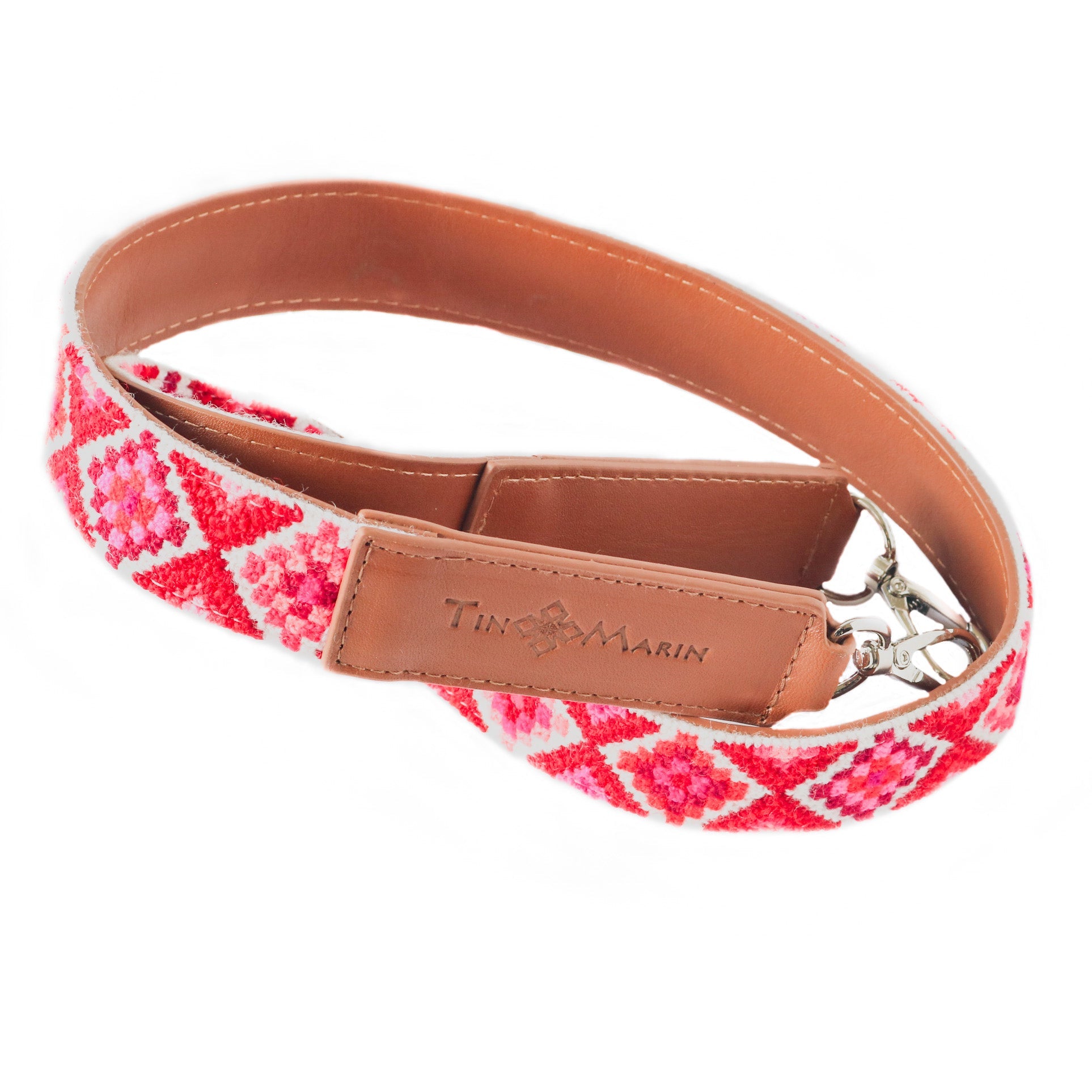 Mai Woven Bag Strap - Poppy with Leather Tin Marin Brand