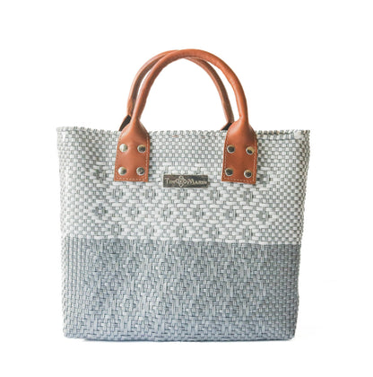 Tin Marin Grey Large Woven Crossbody Bag - Tan Leather Tin Marin Brand