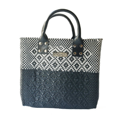 Tin Marin Black Large Woven Crossbody Bag - Black Leather Tin Marin Brand