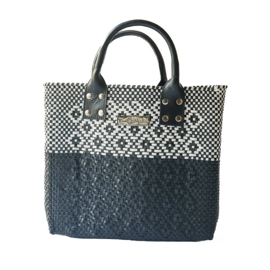 Tin Marin Black Large Woven Crossbody Bag - Black Leather Tin Marin Brand