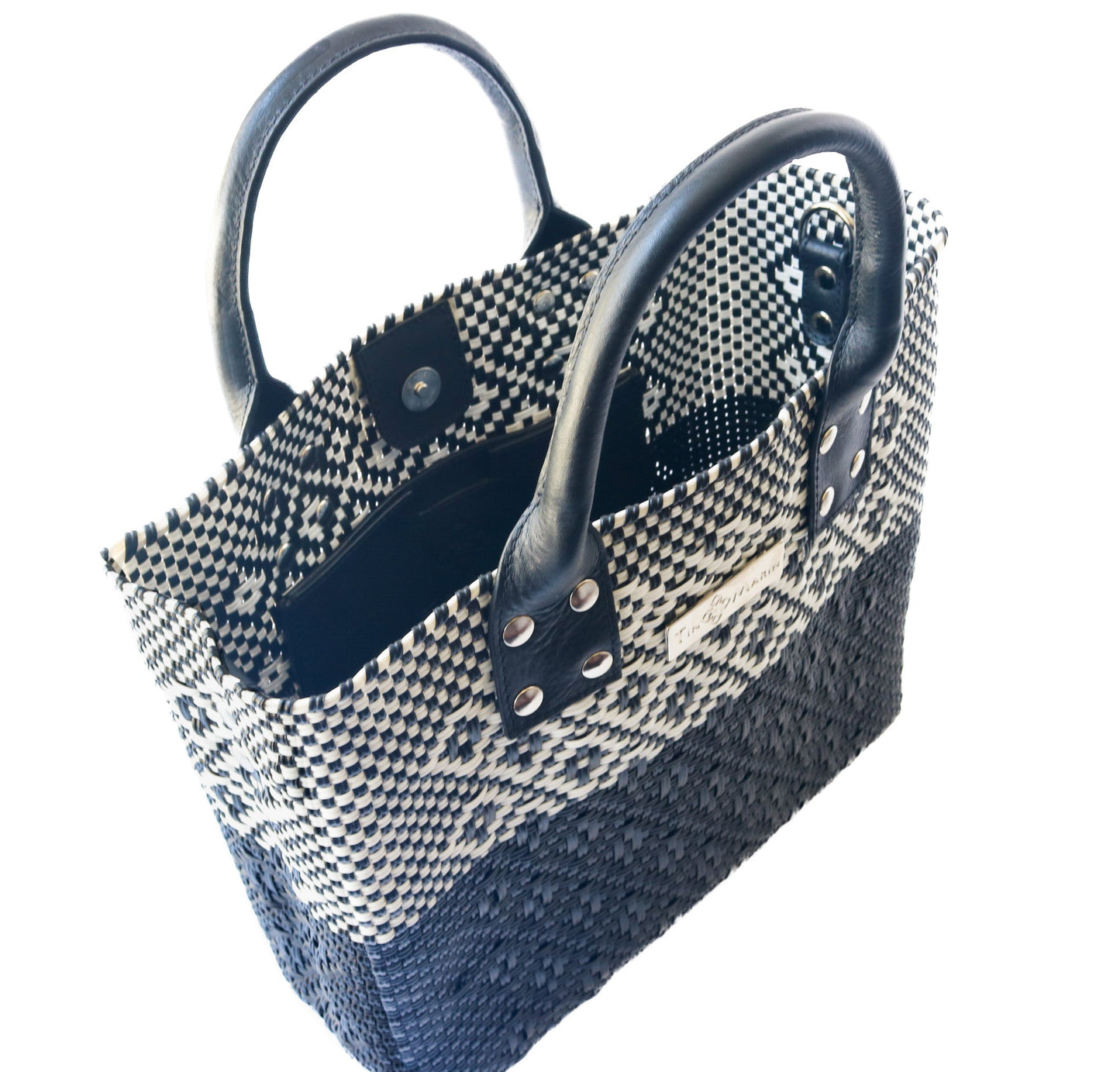 Tin Marin Black Large Woven Crossbody Bag - Black Leather Tin Marin Brand