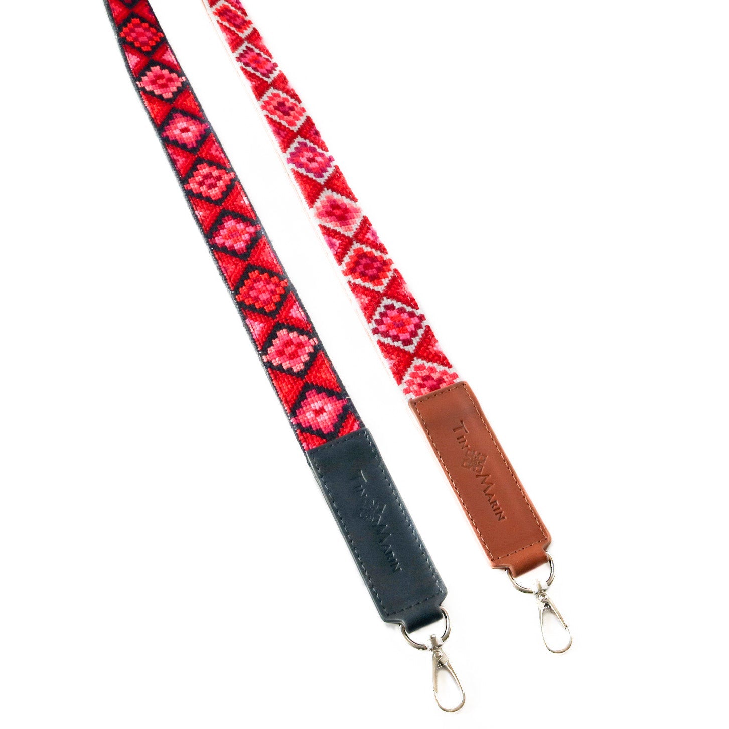 Mai Woven Bag Strap - Poppy with Leather Tin Marin Brand