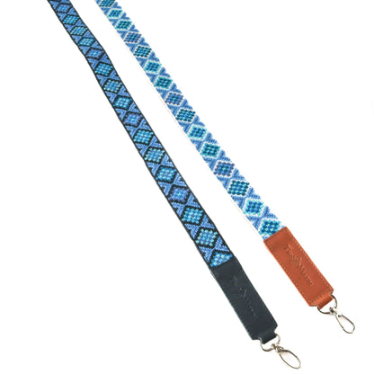 Mai Woven Bag Strap - Blue with Leather Tin Marin Brand