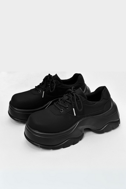 Black Chunky Platform Derby Sneakers - Wolvess