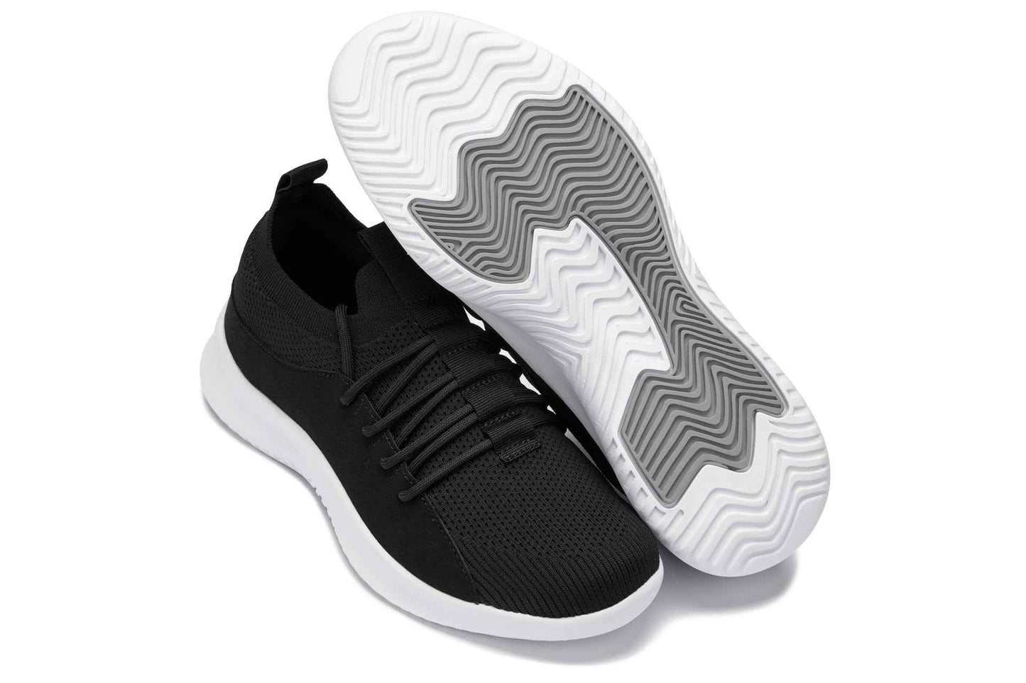 CALTO - Q132 - 2.4 Inches Taller (Black/White Sole) - Ultra Lightweight Sneakers Tallmenshoes.com