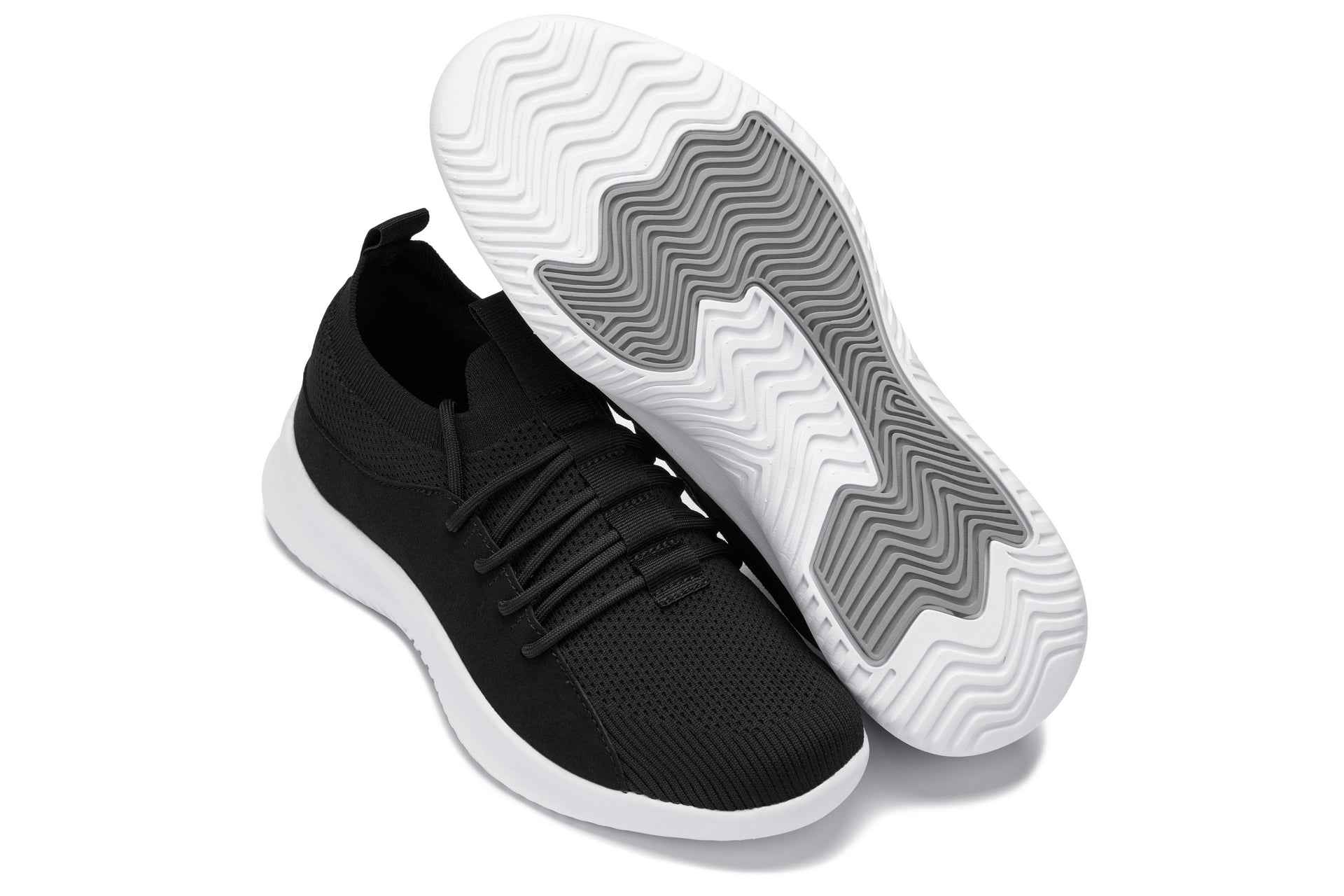 CALTO - Q132 - 2.4 Inches Taller (Black/White Sole) - Ultra Lightweight Sneakers Tallmenshoes.com