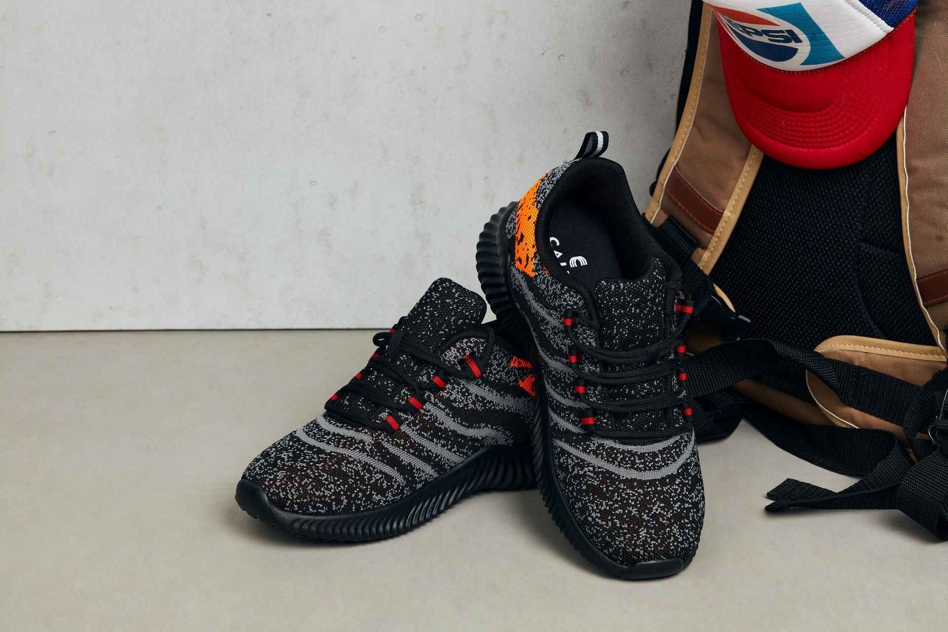 CALTO - Q219 - 2.8 Inches Taller (Neon Orange/Black/Grey) - Ultra Lightweight Tallmenshoes.com