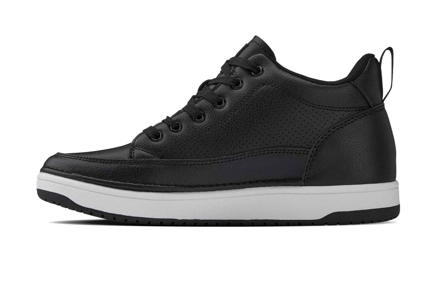 CALTO - Q271  - 2 Inches Taller (Black Noir) - Elevated Leatherette Micro-Perforated Sneakers Tallmenshoes.com