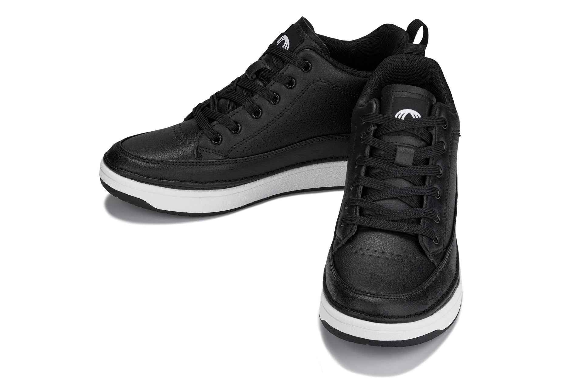 CALTO - Q271  - 2 Inches Taller (Black Noir) - Elevated Leatherette Micro-Perforated Sneakers Tallmenshoes.com