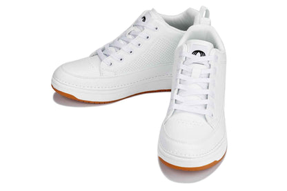 CALTO - Q272  - 2 Inches Taller (White & Gum Sole) -Elevated Leatherette Micro-Perforated Sneakers Tallmenshoes.com