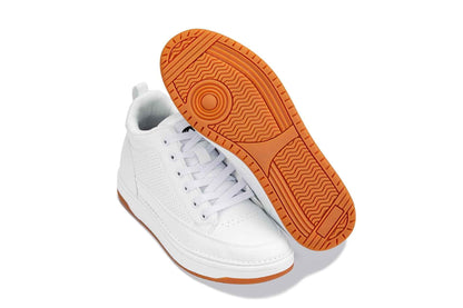 CALTO - Q272  - 2 Inches Taller (White & Gum Sole) -Elevated Leatherette Micro-Perforated Sneakers Tallmenshoes.com