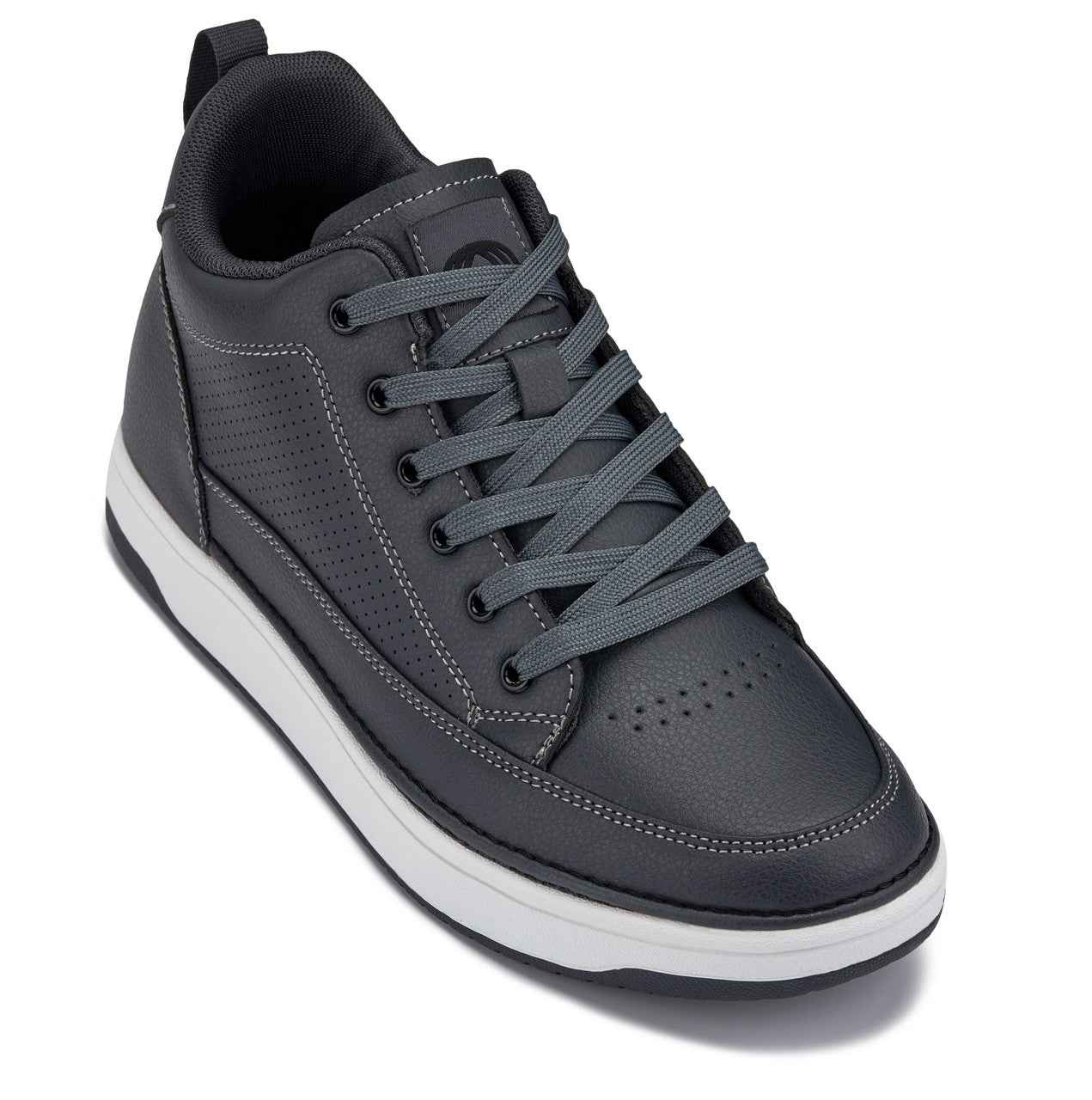 CALTO - Q273  - 2 Inches Taller (Cement Grey) -Elevated Leatherette Micro-Perforated Sneakers Tallmenshoes.com
