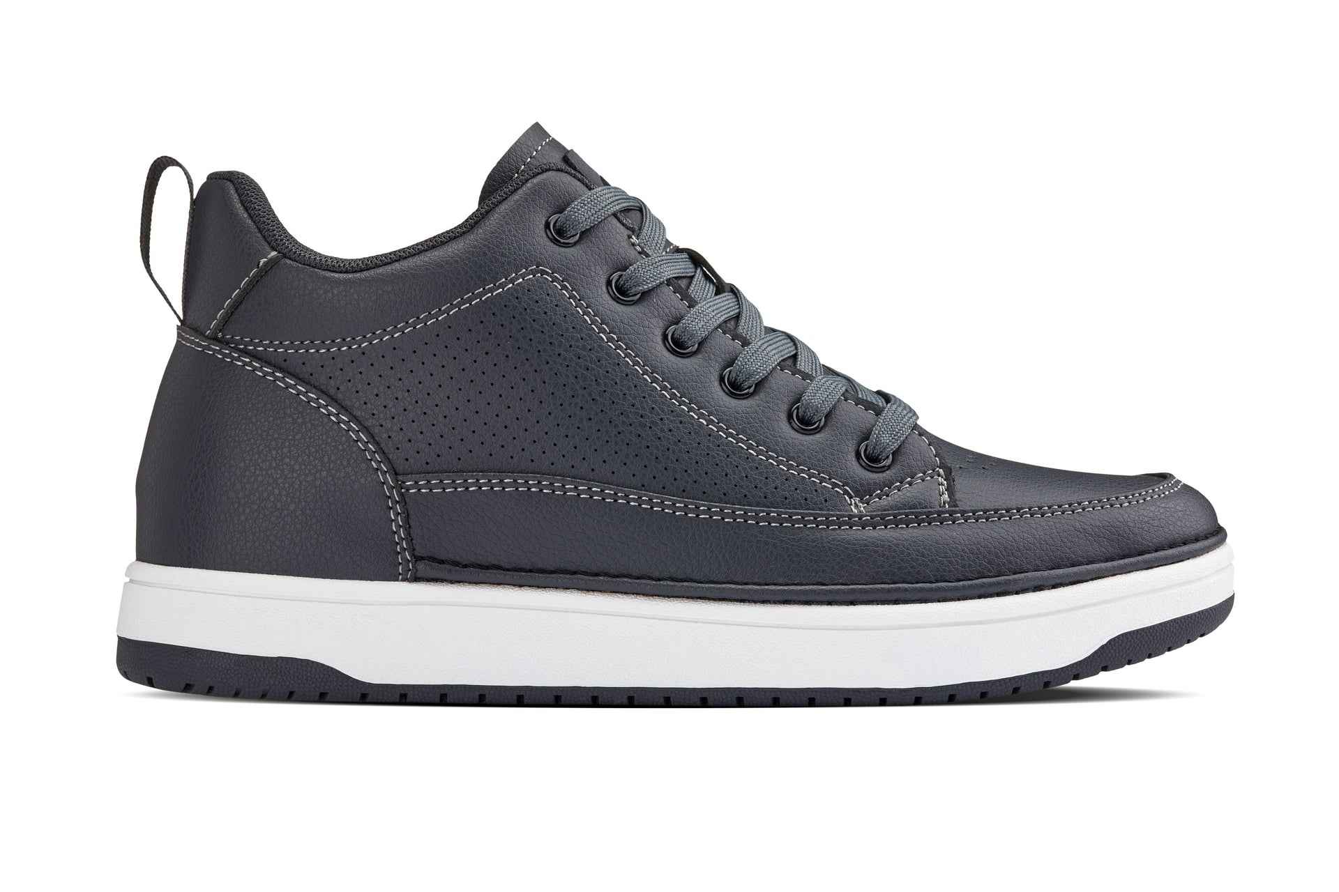 CALTO - Q273  - 2 Inches Taller (Cement Grey) -Elevated Leatherette Micro-Perforated Sneakers Tallmenshoes.com