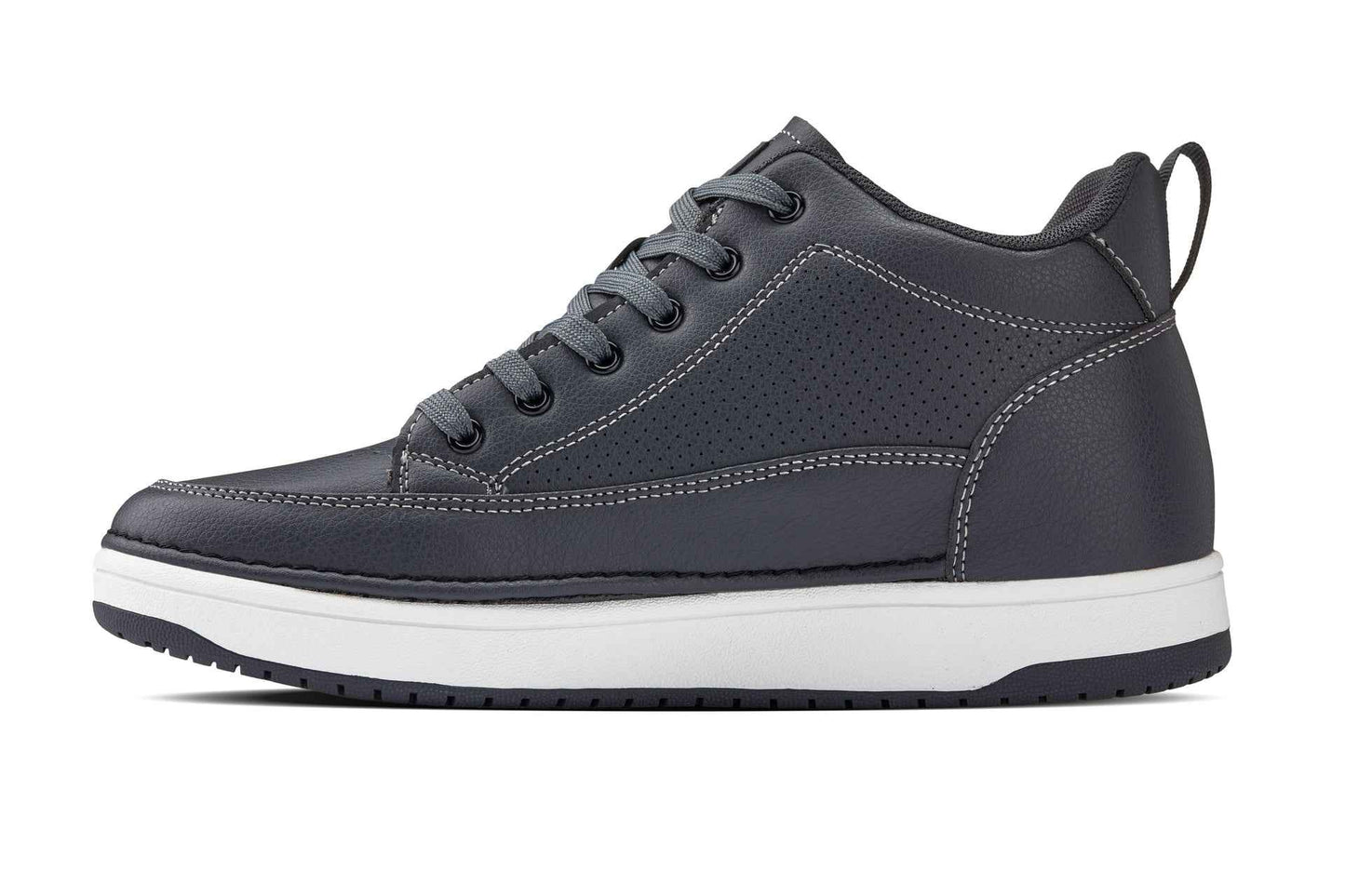 CALTO - Q273  - 2 Inches Taller (Cement Grey) -Elevated Leatherette Micro-Perforated Sneakers Tallmenshoes.com