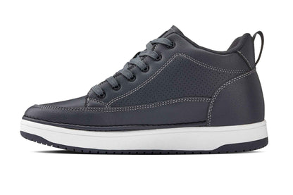 CALTO - Q273  - 2 Inches Taller (Cement Grey) -Elevated Leatherette Micro-Perforated Sneakers Tallmenshoes.com