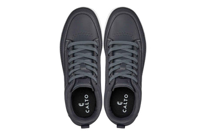 CALTO - Q273  - 2 Inches Taller (Cement Grey) -Elevated Leatherette Micro-Perforated Sneakers Tallmenshoes.com