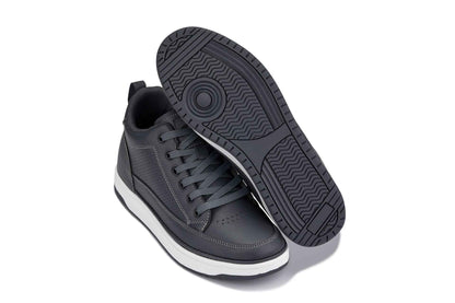 CALTO - Q273  - 2 Inches Taller (Cement Grey) -Elevated Leatherette Micro-Perforated Sneakers Tallmenshoes.com