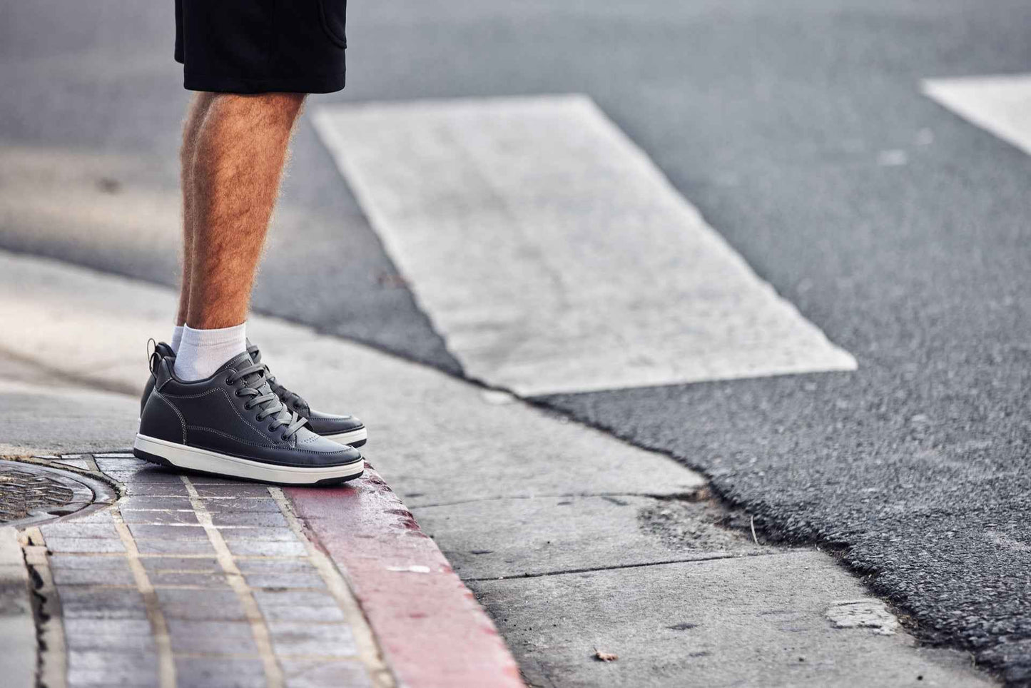 CALTO - Q273  - 2 Inches Taller (Cement Grey) -Elevated Leatherette Micro-Perforated Sneakers Tallmenshoes.com