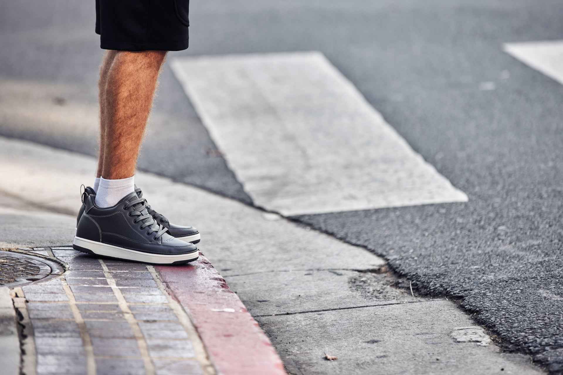 CALTO - Q273  - 2 Inches Taller (Cement Grey) -Elevated Leatherette Micro-Perforated Sneakers Tallmenshoes.com