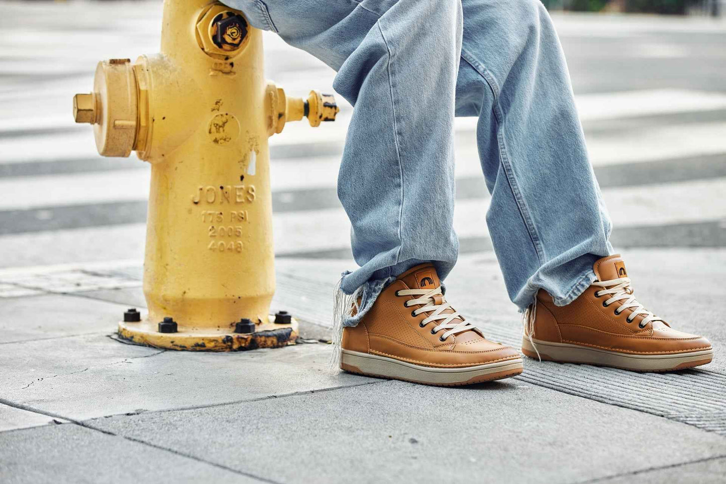 CALTO - Q274  - 2 Inches Taller (Camel Brown & Gum Sole) - Elevated Leatherette Micro-Perforated Sneakers Tallmenshoes.com