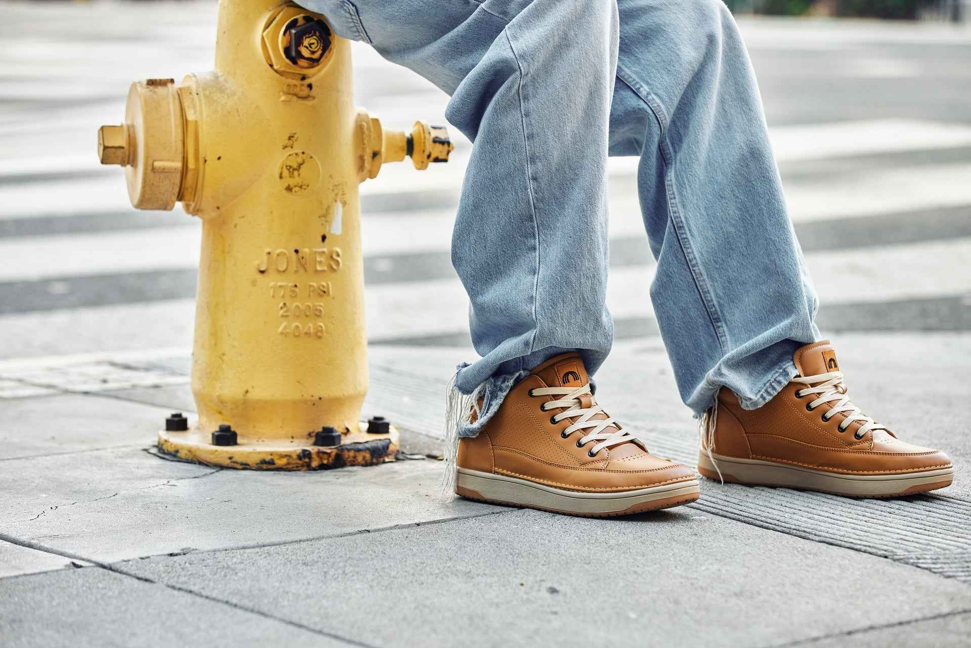 CALTO - Q274  - 2 Inches Taller (Camel Brown & Gum Sole) - Elevated Leatherette Micro-Perforated Sneakers Tallmenshoes.com
