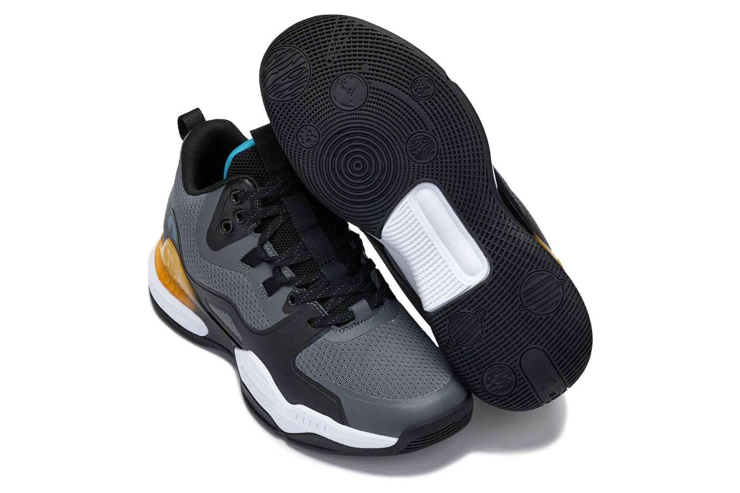 CALTO - Q392 - 3 Inches Taller (Gray/Orange) - Basketball High-Top Sneakers Tallmenshoes.com