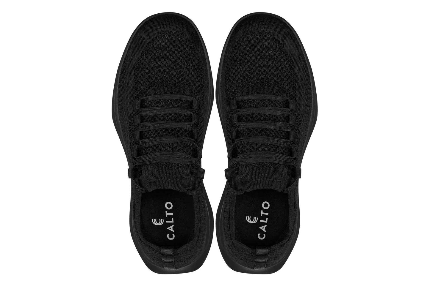 CALTO - QA060 - 2.4 Inches Taller (Black/Black Sole) - Lightweight Knitted Sneakers Tallmenshoes.com