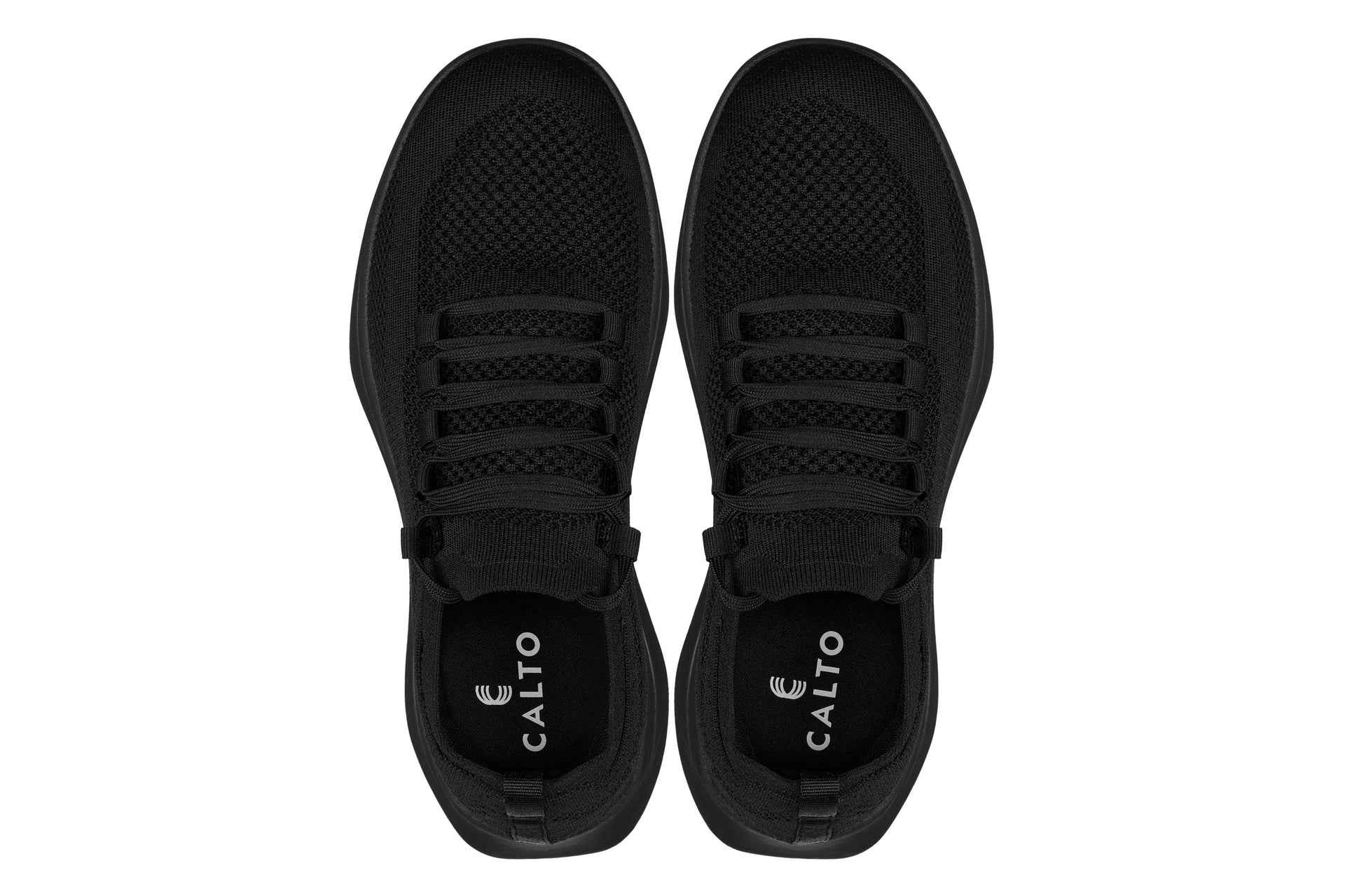 CALTO - QA060 - 2.4 Inches Taller (Black/Black Sole) - Lightweight Knitted Sneakers Tallmenshoes.com