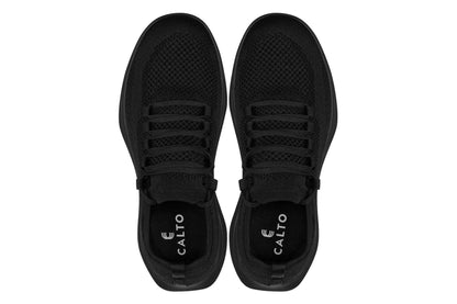 CALTO - QA060 - 2.4 Inches Taller (Black/Black Sole) - Lightweight Knitted Sneakers Tallmenshoes.com