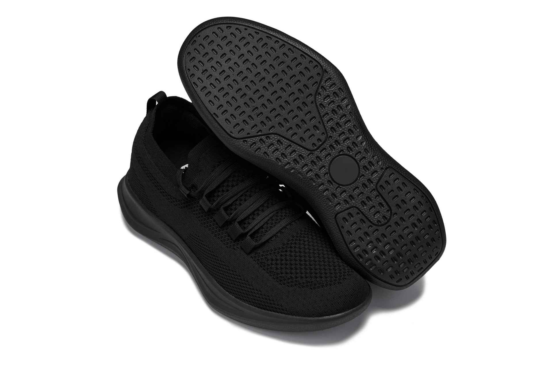 CALTO - QA060 - 2.4 Inches Taller (Black/Black Sole) - Lightweight Knitted Sneakers Tallmenshoes.com