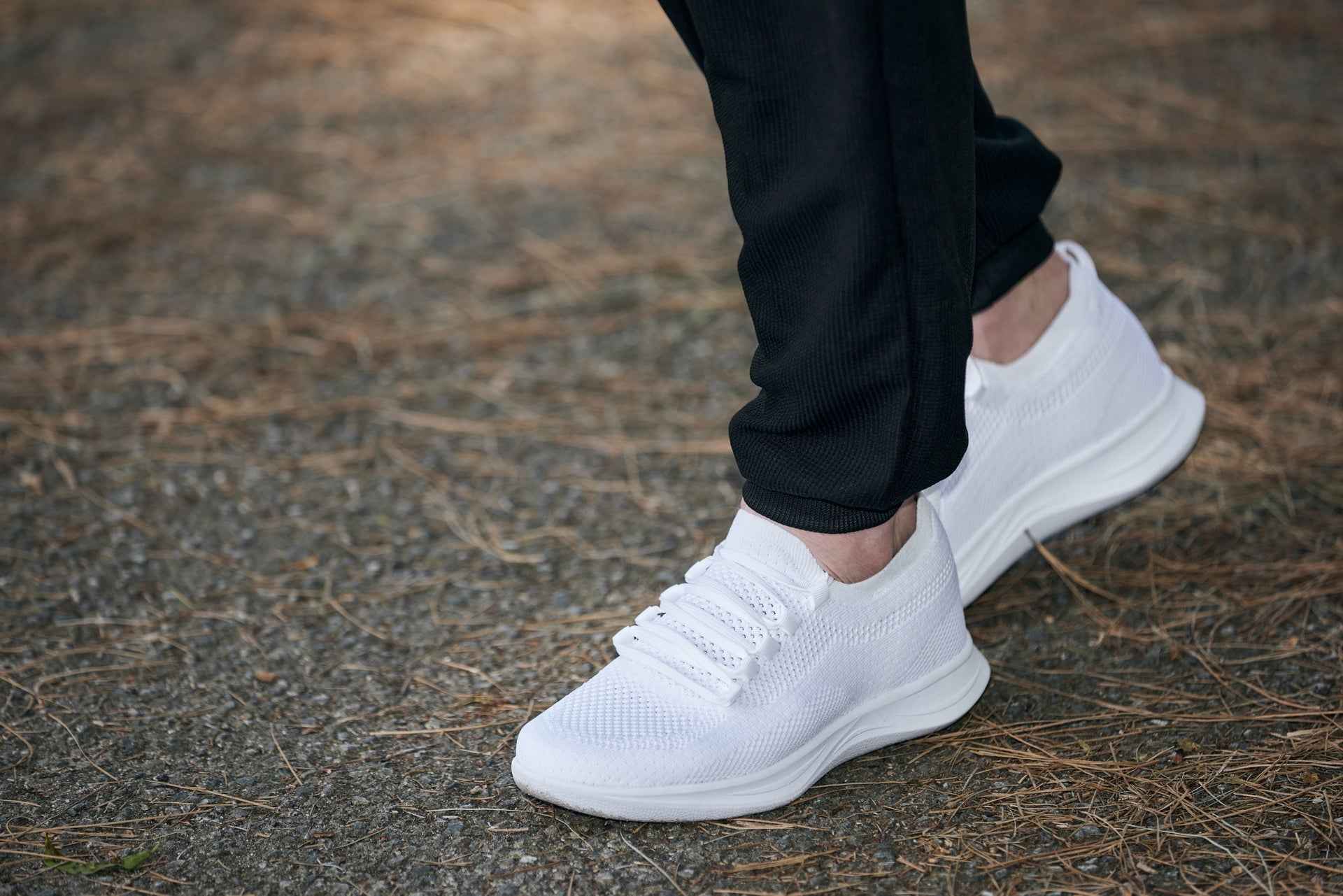 CALTO - QA061 - 2.4 Inches Taller (White/White Sole) - Lightweight Knitted Sneakers Tallmenshoes.com