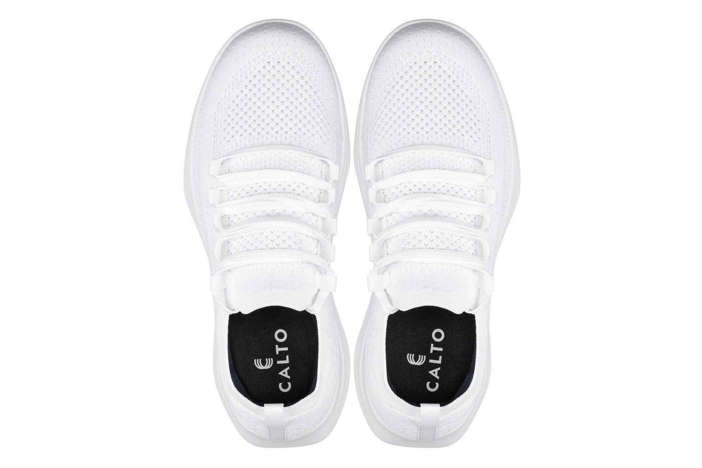 CALTO - QA061 - 2.4 Inches Taller (White/White Sole) - Lightweight Knitted Sneakers Tallmenshoes.com