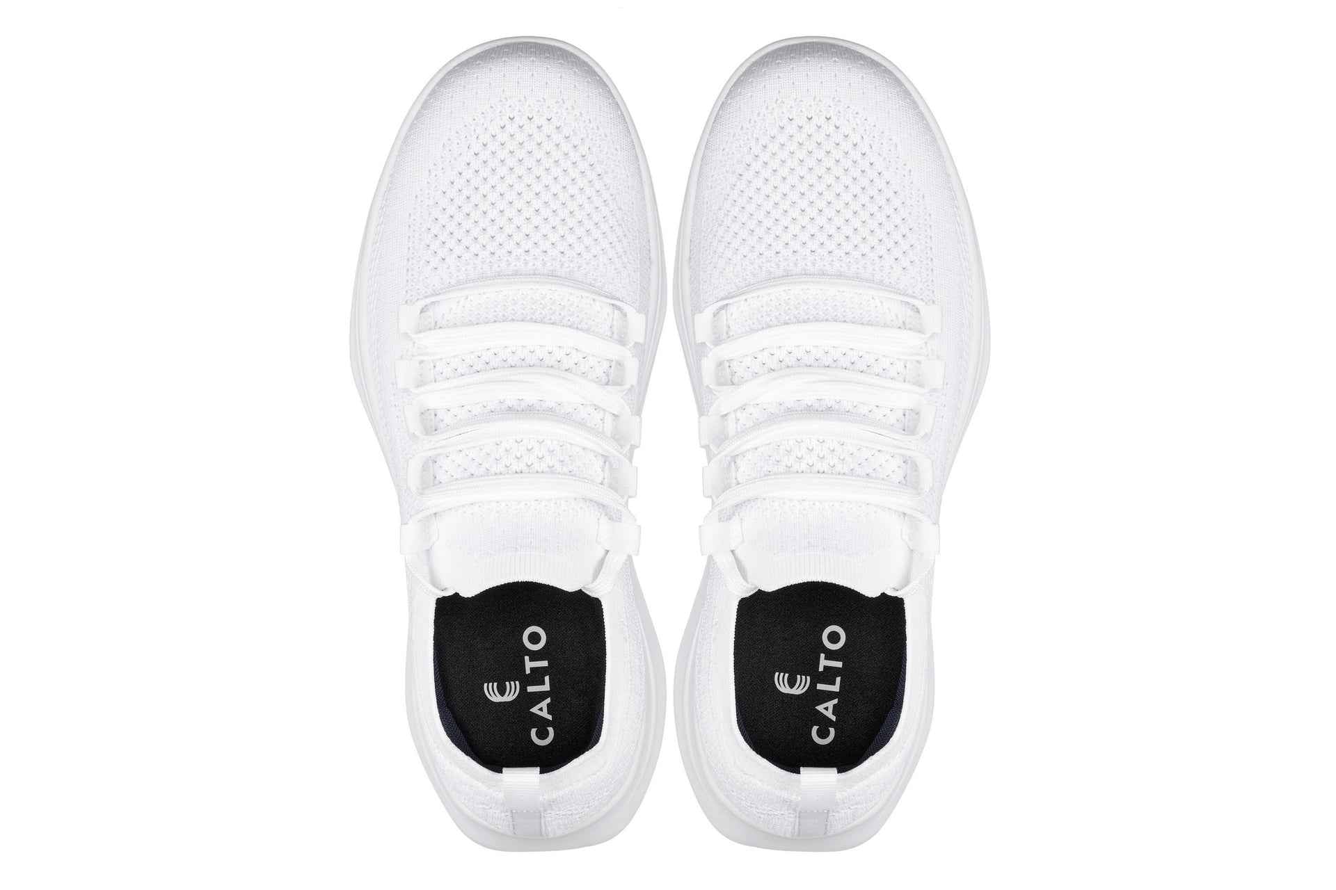 CALTO - QA061 - 2.4 Inches Taller (White/White Sole) - Lightweight Knitted Sneakers Tallmenshoes.com