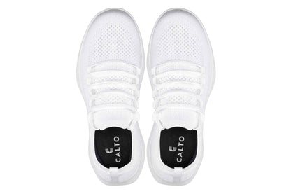 CALTO - QA061 - 2.4 Inches Taller (White/White Sole) - Lightweight Knitted Sneakers Tallmenshoes.com