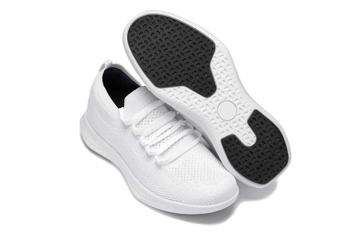 CALTO - QA061 - 2.4 Inches Taller (White/White Sole) - Lightweight Knitted Sneakers Tallmenshoes.com