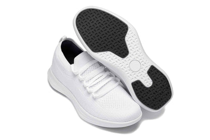 CALTO - QA061 - 2.4 Inches Taller (White/White Sole) - Lightweight Knitted Sneakers Tallmenshoes.com