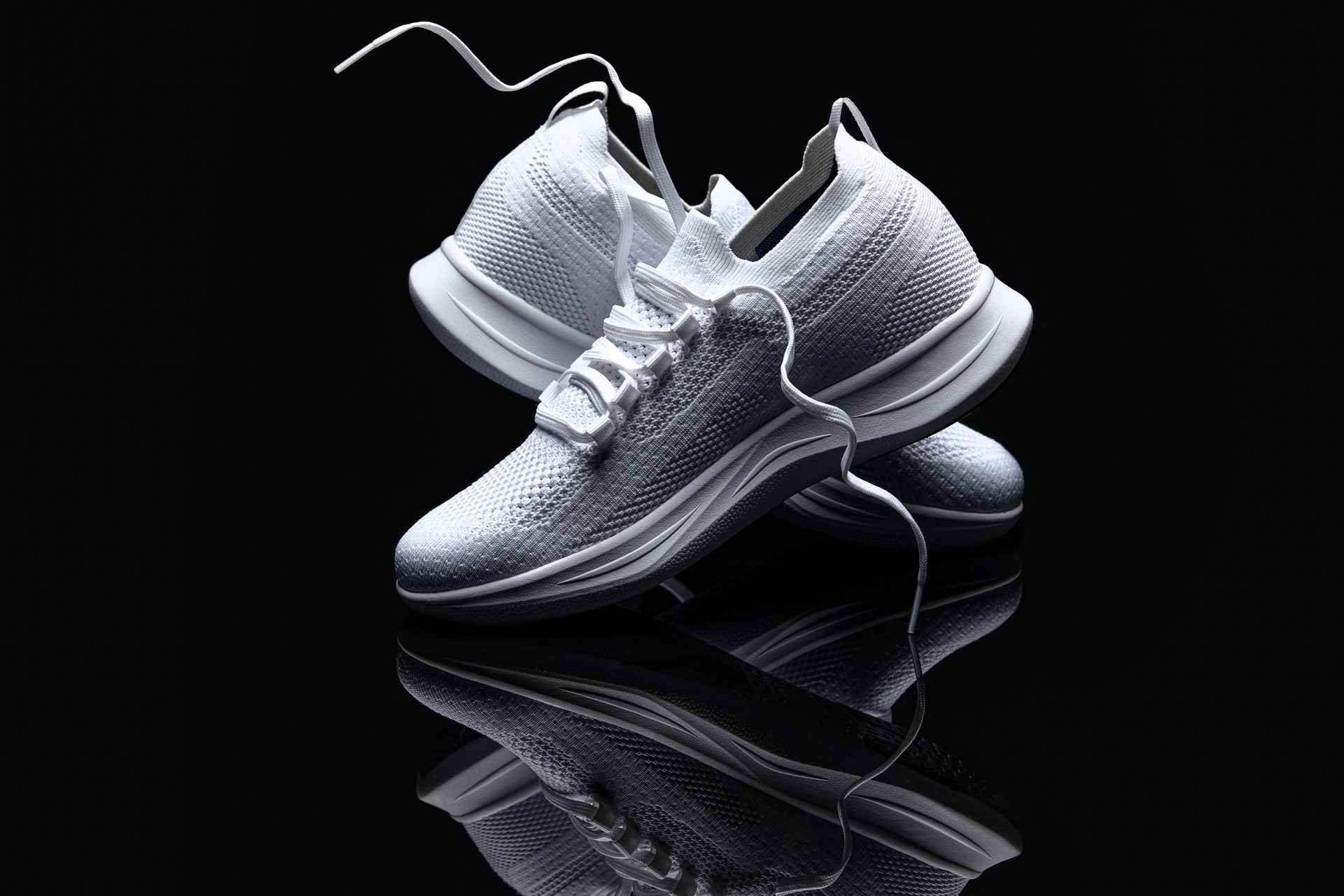 CALTO - QA061 - 2.4 Inches Taller (White/White Sole) - Lightweight Knitted Sneakers Tallmenshoes.com