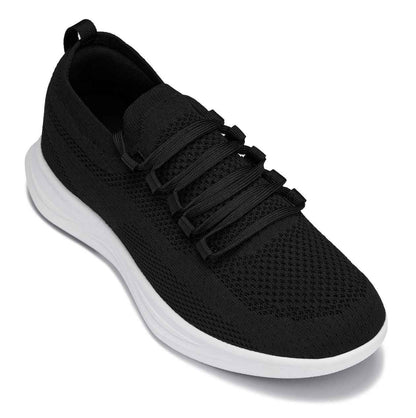 CALTO - QA062 - 2.4 Inches Taller (Black/White Sole) - Lightweight Knitted Sneakers Tallmenshoes.com