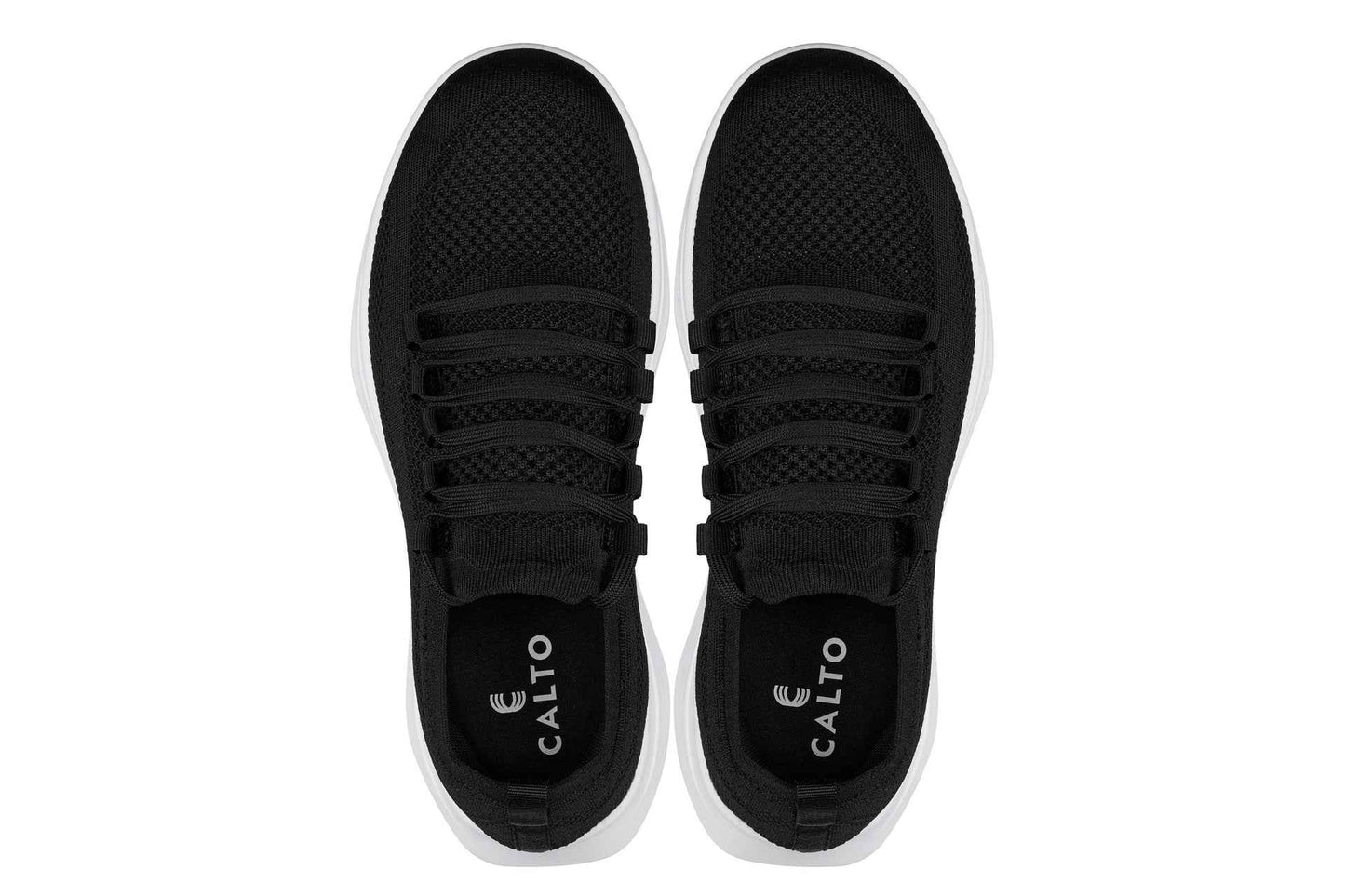 CALTO - QA062 - 2.4 Inches Taller (Black/White Sole) - Lightweight Knitted Sneakers Tallmenshoes.com