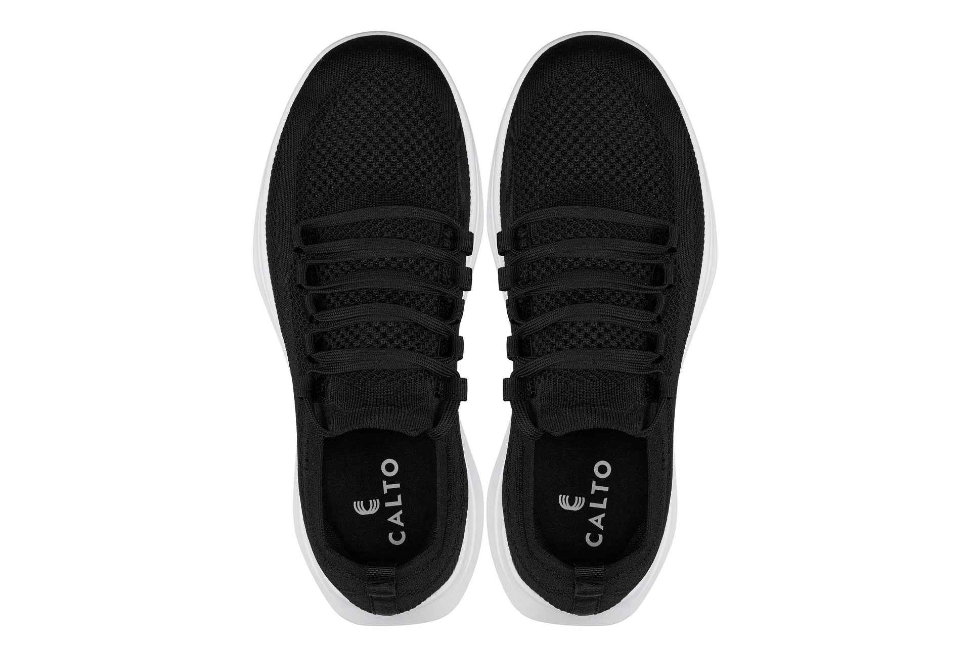 CALTO - QA062 - 2.4 Inches Taller (Black/White Sole) - Lightweight Knitted Sneakers Tallmenshoes.com