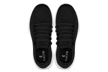 CALTO - QA062 - 2.4 Inches Taller (Black/White Sole) - Lightweight Knitted Sneakers Tallmenshoes.com
