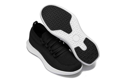 CALTO - QA062 - 2.4 Inches Taller (Black/White Sole) - Lightweight Knitted Sneakers Tallmenshoes.com