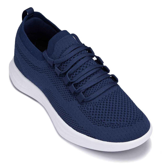 CALTO - QA063 - 2.4 Inches Taller (Navy/White Sole) - Lightweight Knitted Sneakers Tallmenshoes.com