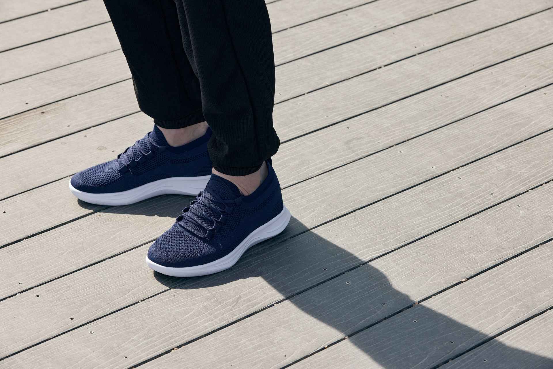 CALTO - QA063 - 2.4 Inches Taller (Navy/White Sole) - Lightweight Knitted Sneakers Tallmenshoes.com