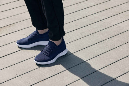 CALTO - QA063 - 2.4 Inches Taller (Navy/White Sole) - Lightweight Knitted Sneakers Tallmenshoes.com