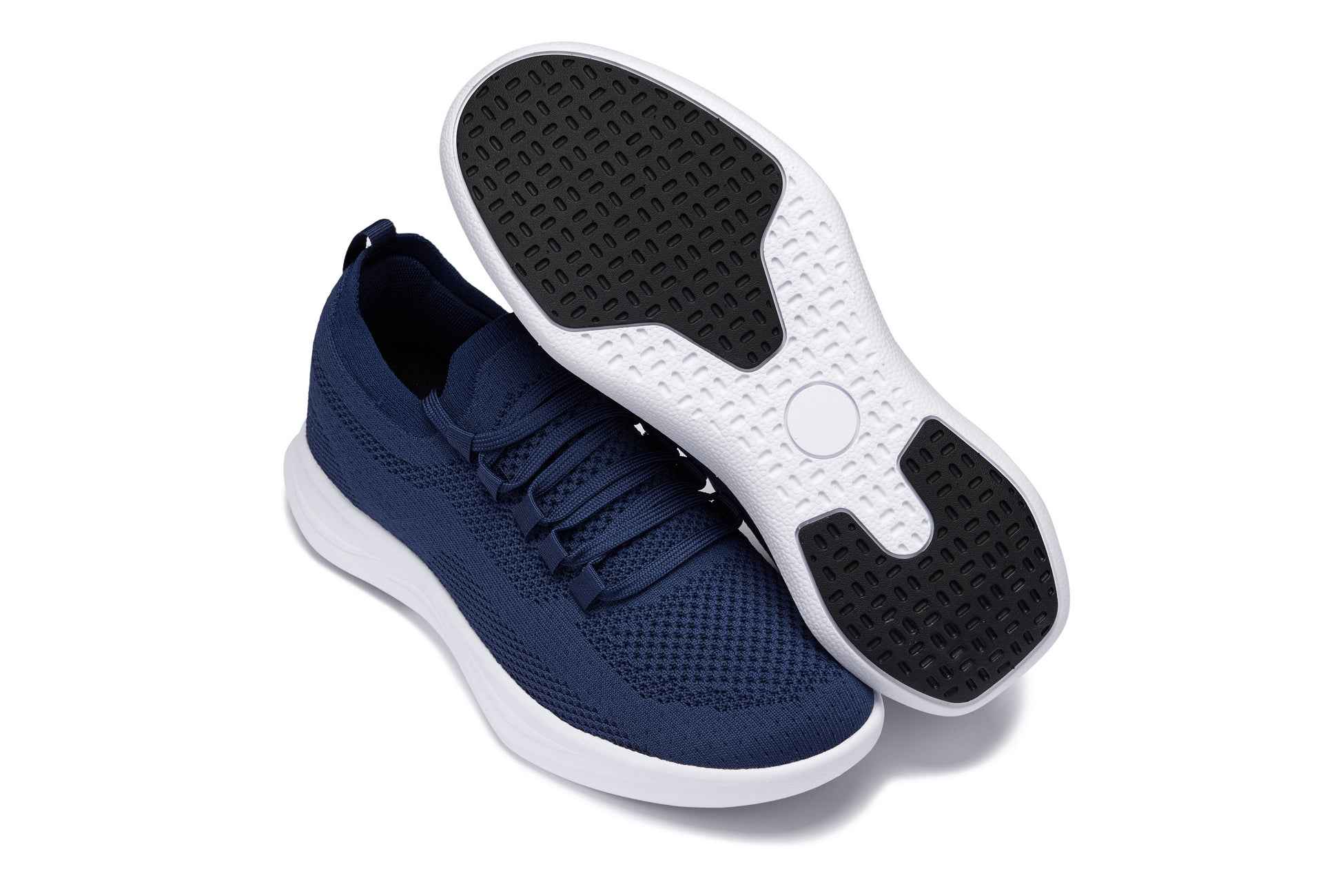 CALTO - QA063 - 2.4 Inches Taller (Navy/White Sole) - Lightweight Knitted Sneakers Tallmenshoes.com