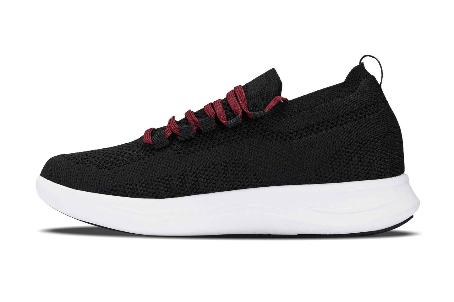 CALTO - QA064 - 2.4 Inches Taller (Black/Red/White Sole) - Lightweight Knitted Sneakers Tallmenshoes.com