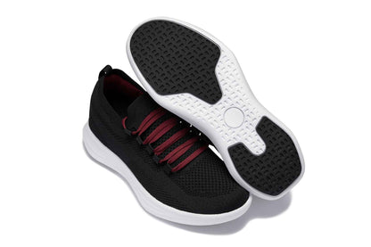 CALTO - QA064 - 2.4 Inches Taller (Black/Red/White Sole) - Lightweight Knitted Sneakers Tallmenshoes.com